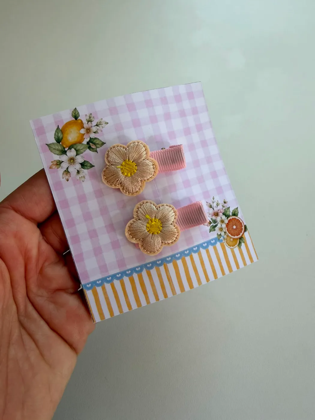 Parzinho Hairclip Flor Bege