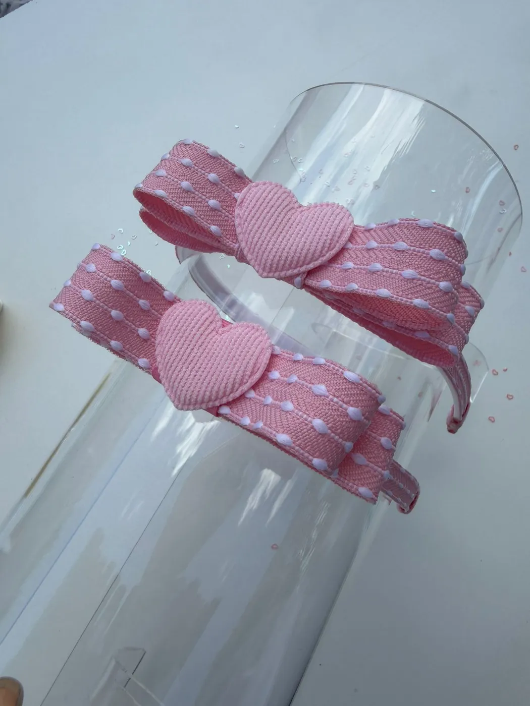 Faixinha de Bebê Coração Rosa Poá