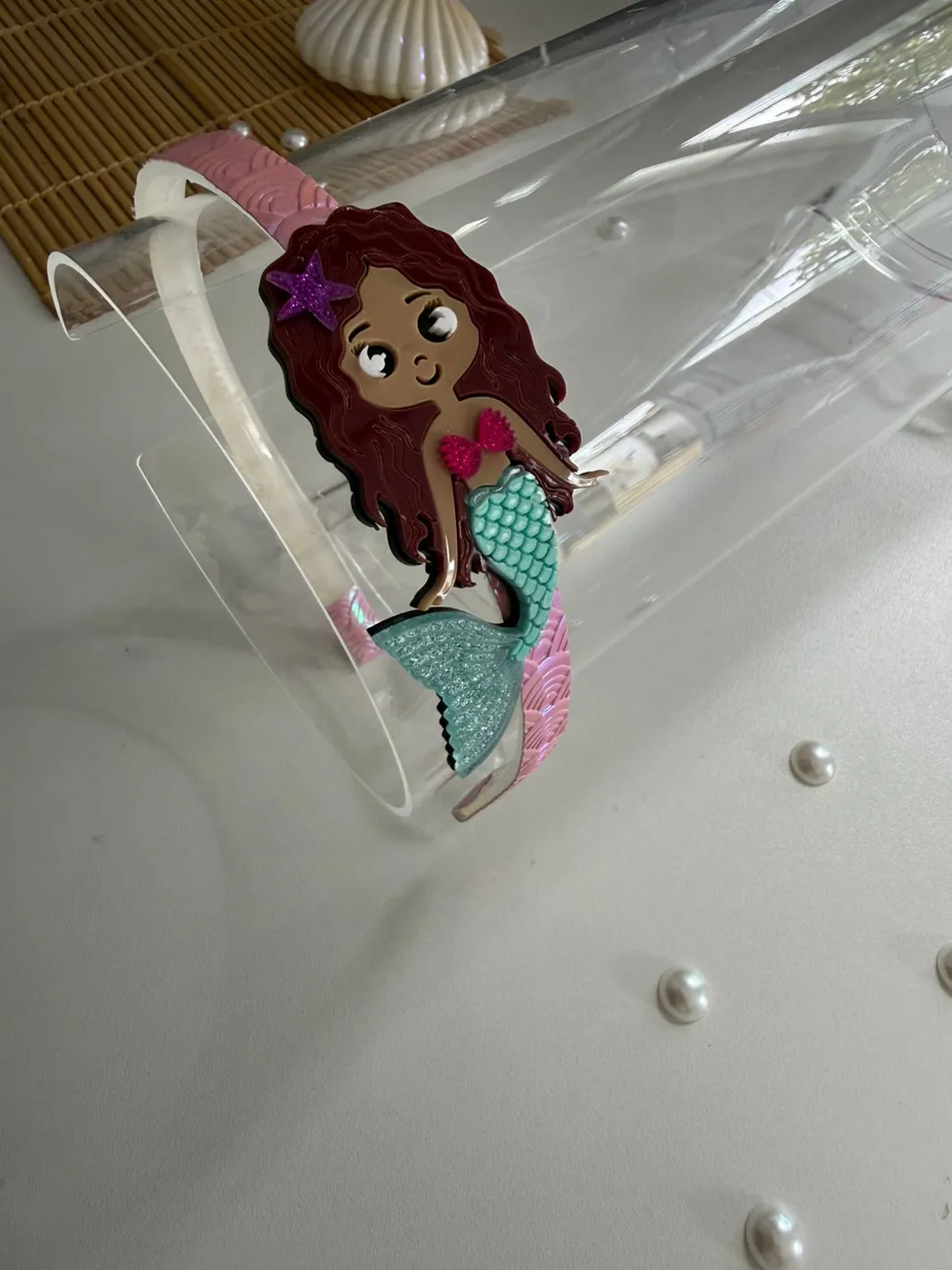 Tiara Princesa Sereia Ariel Rosa