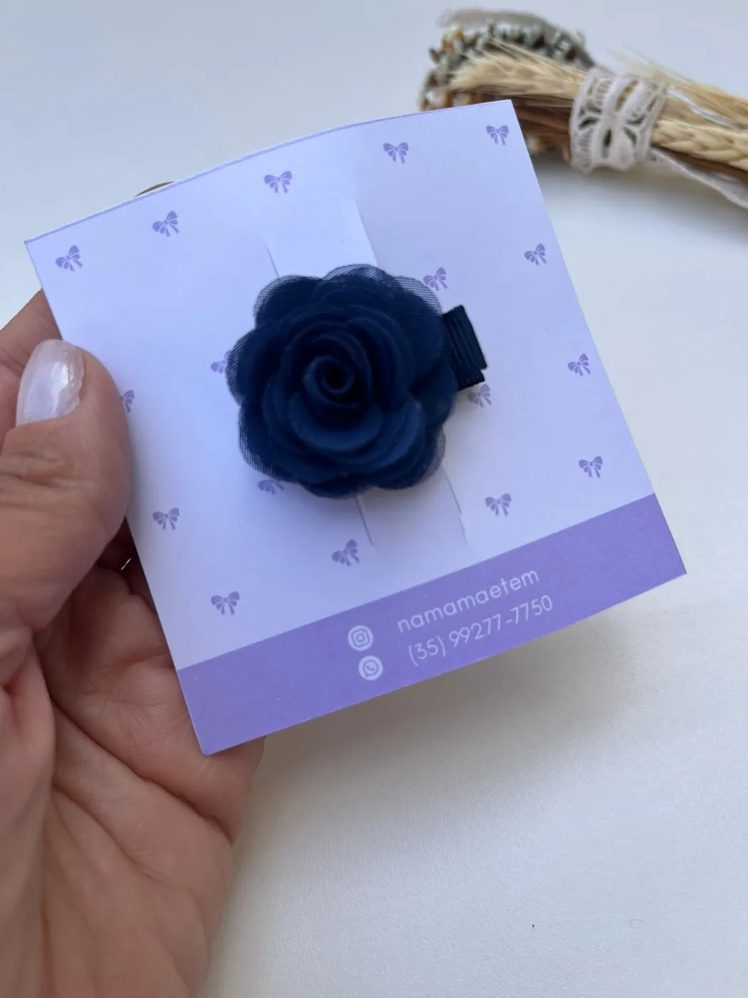 Hairclip Rosa Azul Marinho