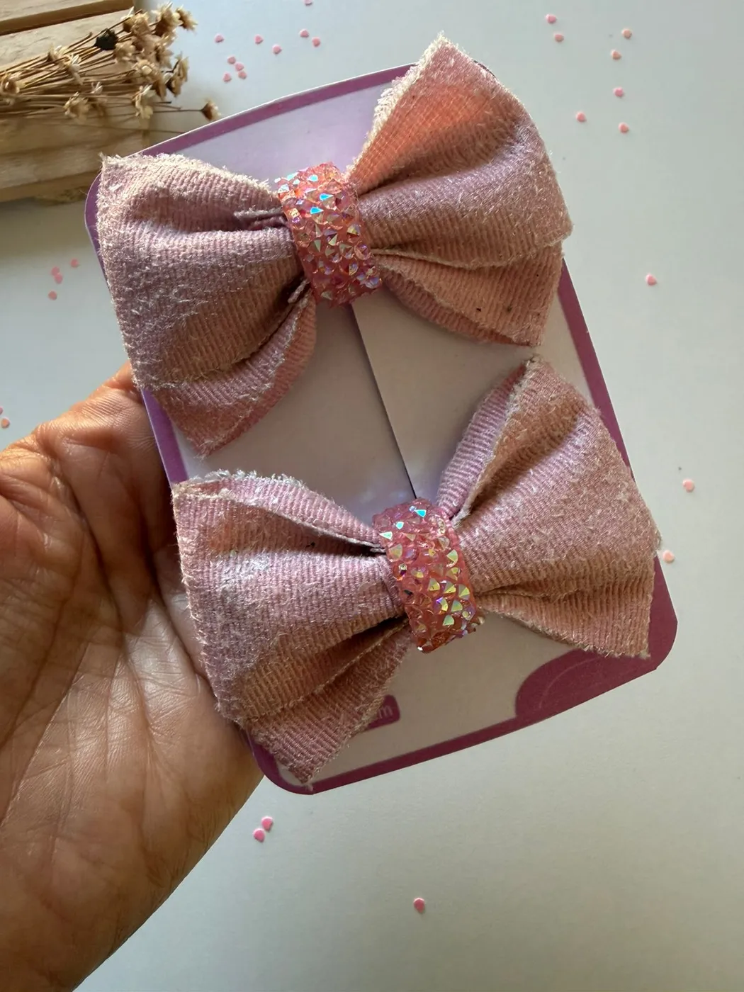 Parzinho Laço Glitter Rosa Dourado