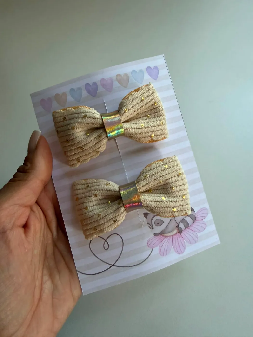 Parzinho Laço Bege Dourado