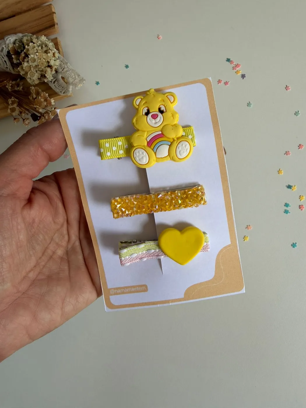 Kit Hairclips Ursinho Carinhoso Amarelo