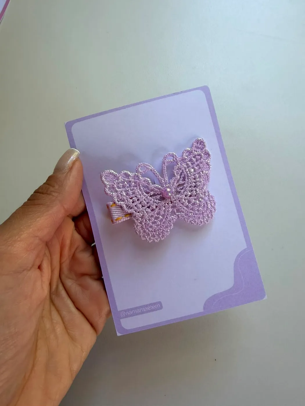 Hairclip Borboleta Renda Lilás