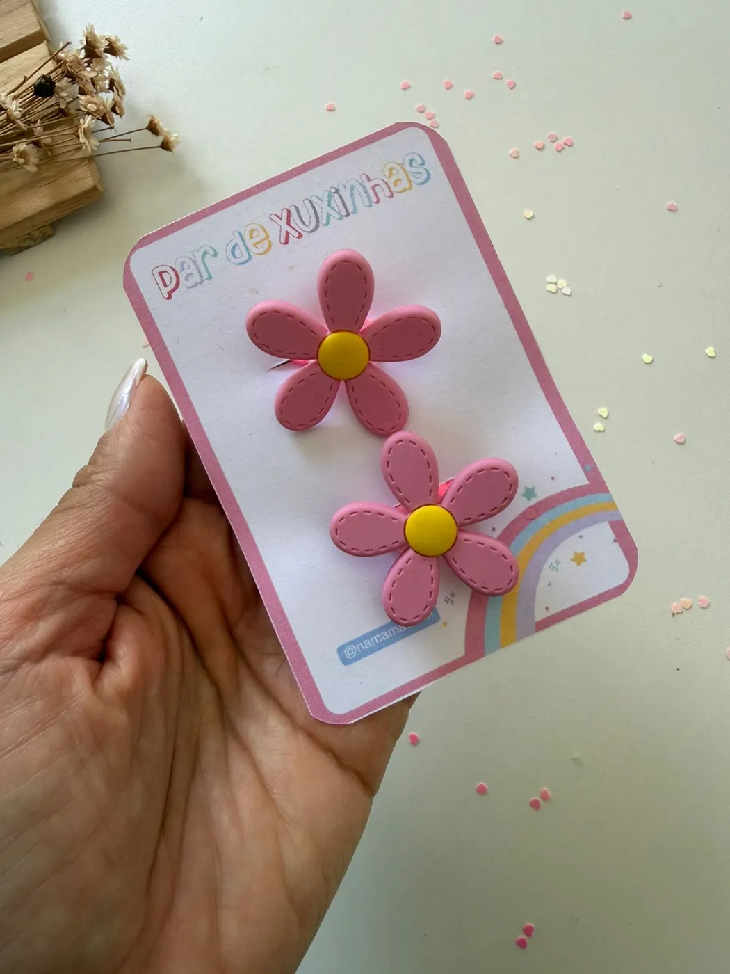 Parzinho de Xuxinha Flor Rosa e Amarela