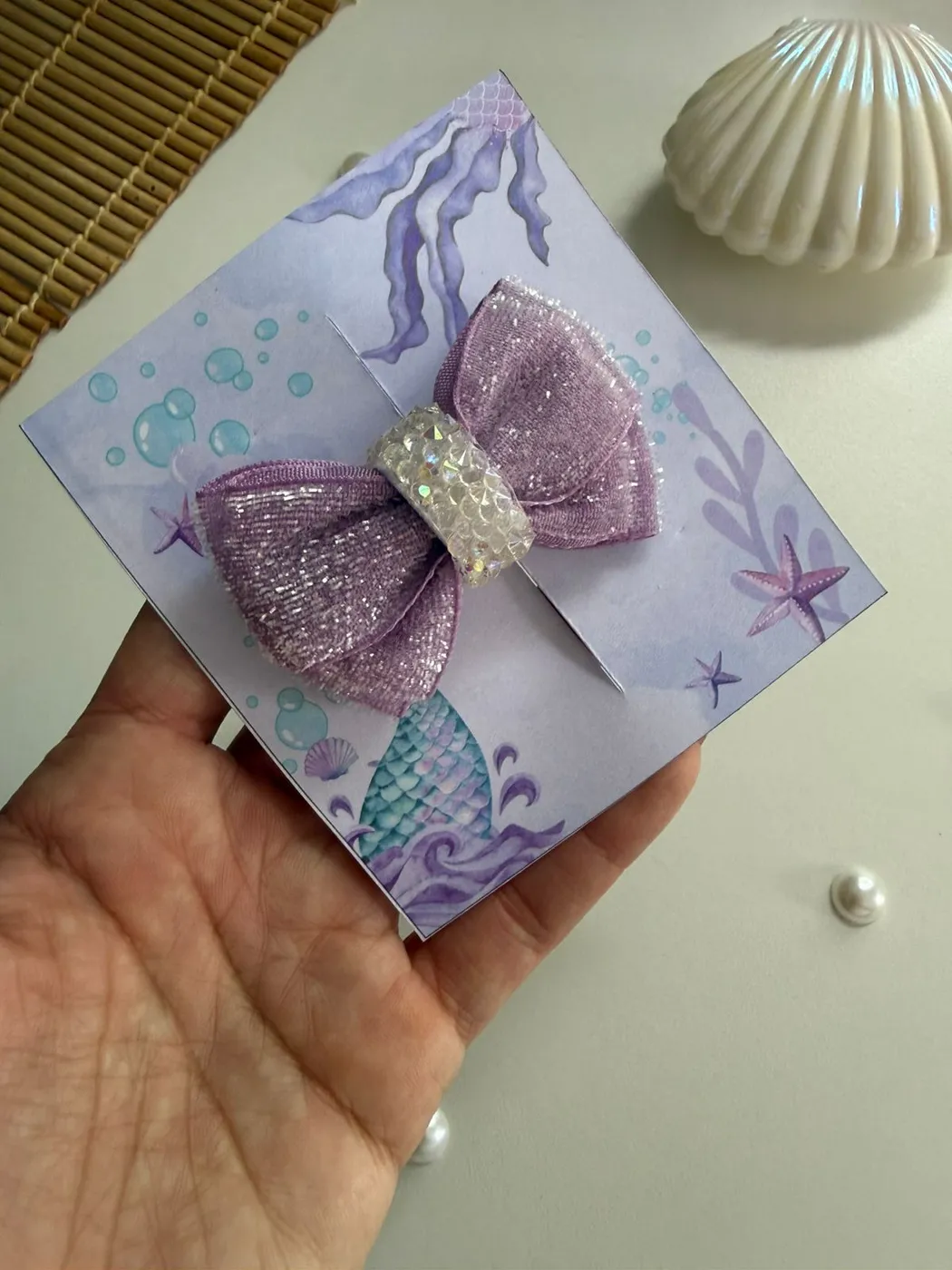 Laço Sereia Lilás Glitter