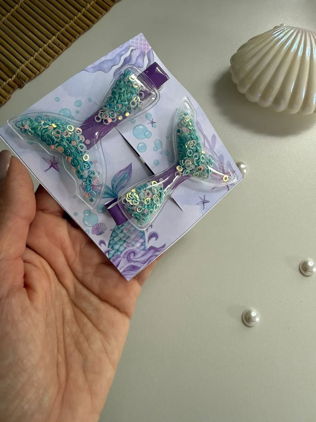 Parzinho Hairclip Cauda de Sereia Glitter