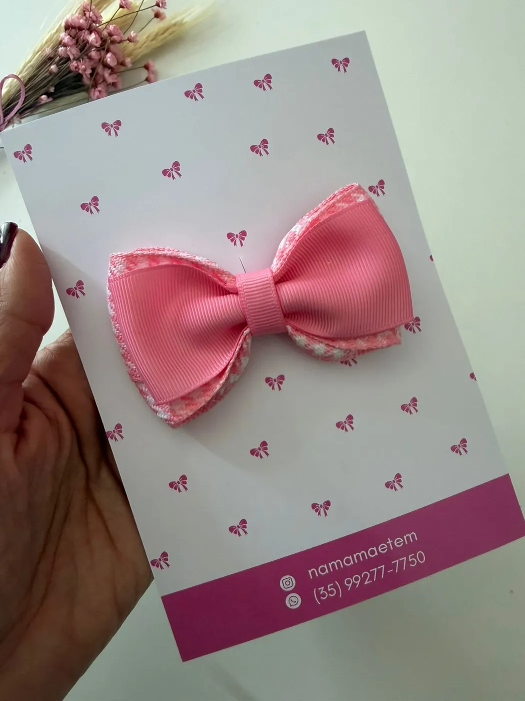 Laço Cetim Rosa Salmão com Borda Renda