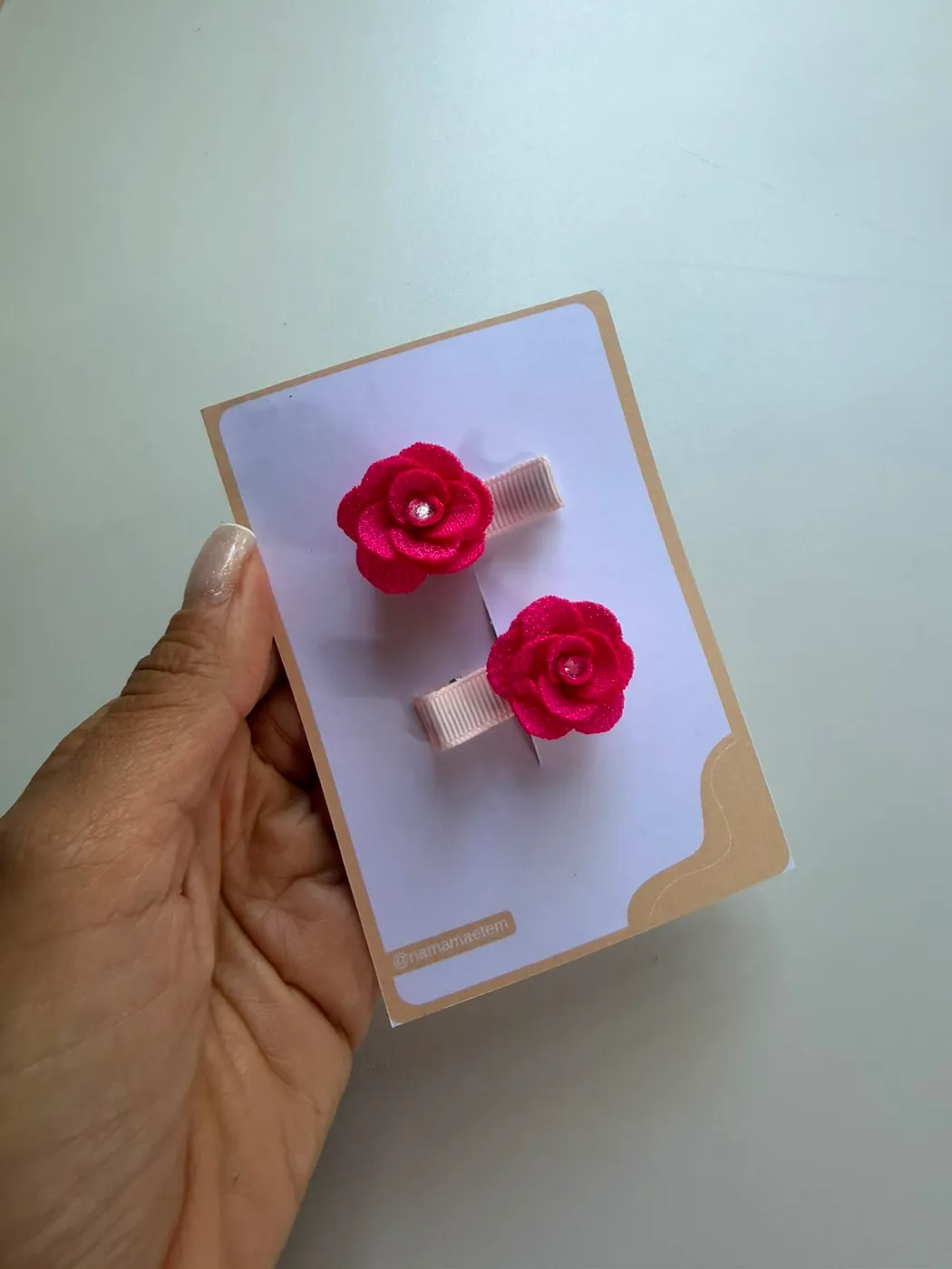 Parzinho Hairclip Flor Vermelha com Pérola