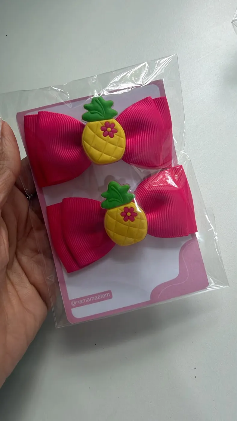 Parzinho Laço Abacaxi Pink