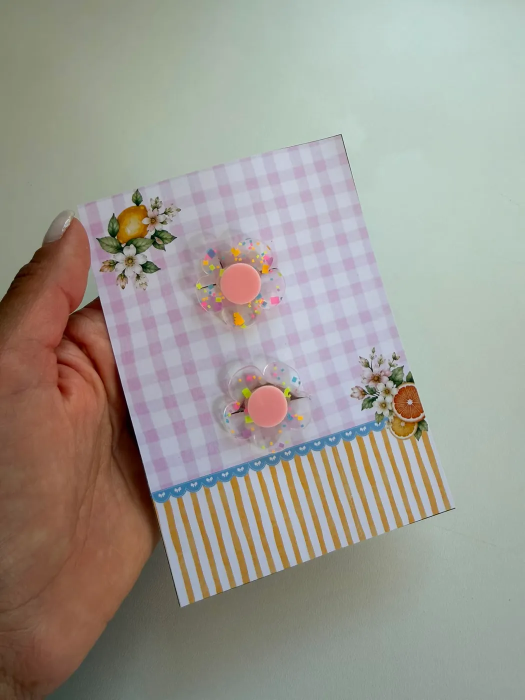 Parzinho Hairclip Flor Acrílico Rosa