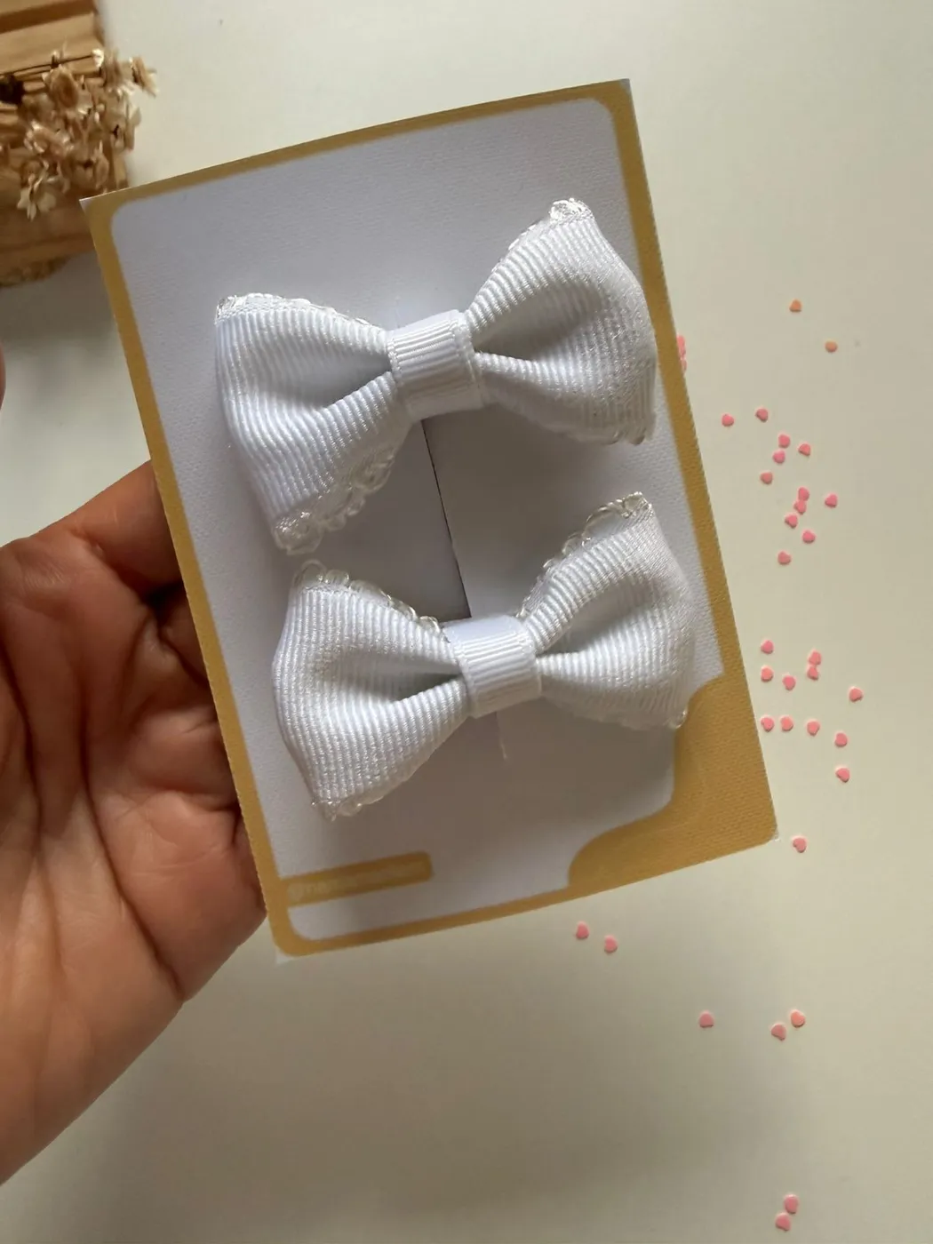 Parzinho Laço Branco Renda