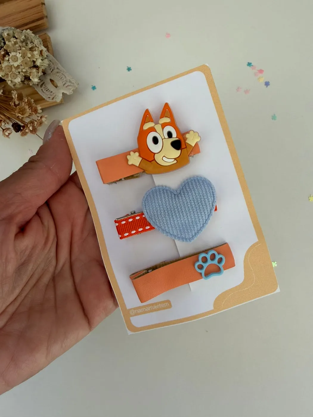 Kit Hairclips Bluey Coração Azul