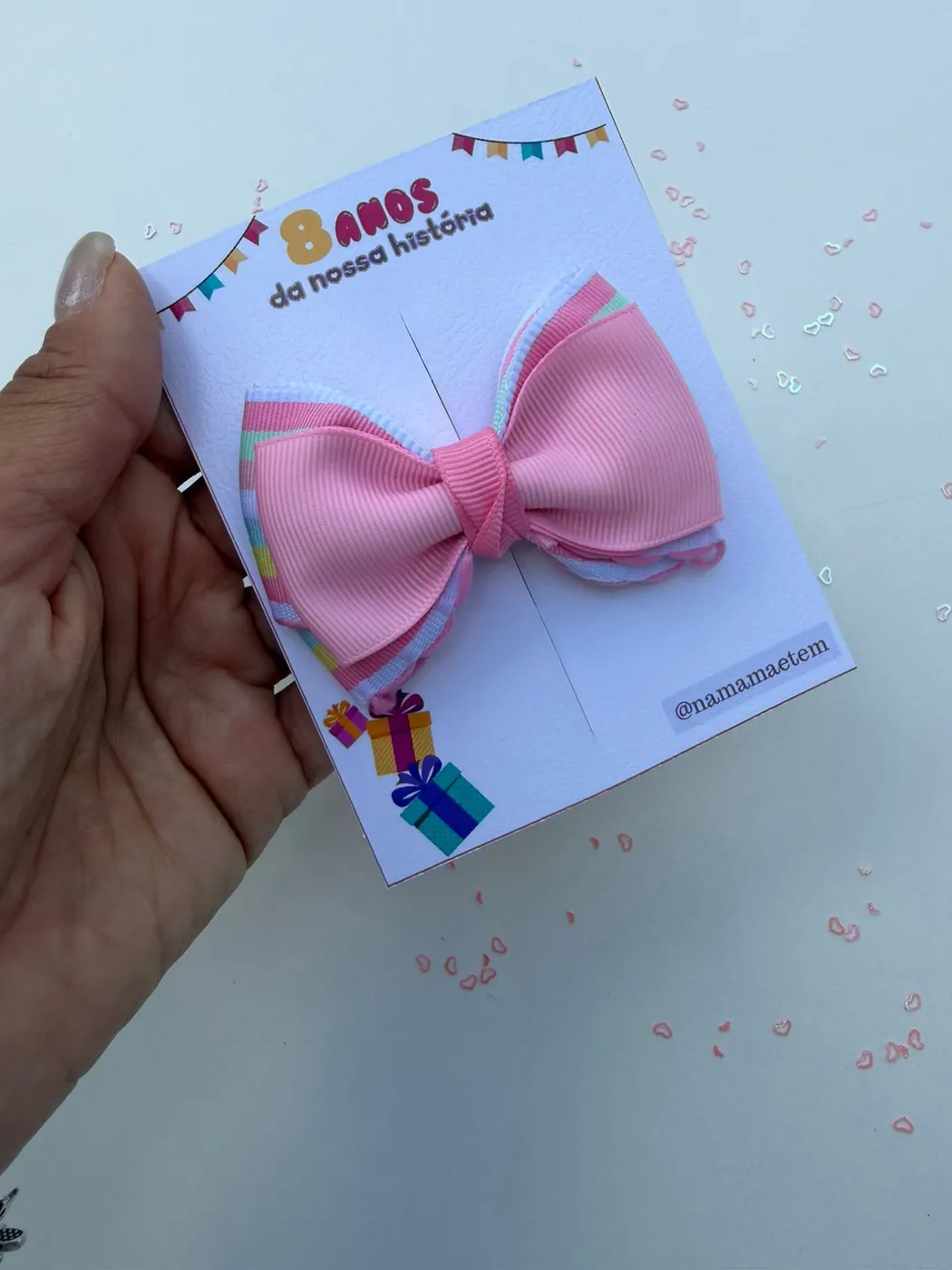 Laço Rosa Bebê Duplo