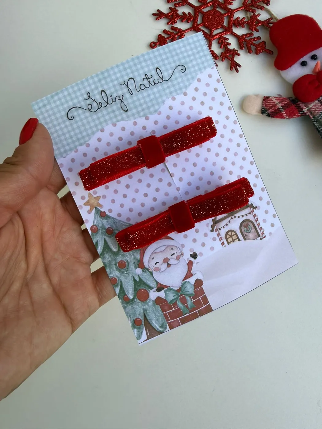 Parzinho Hairclip Laço Veludo Vermelho