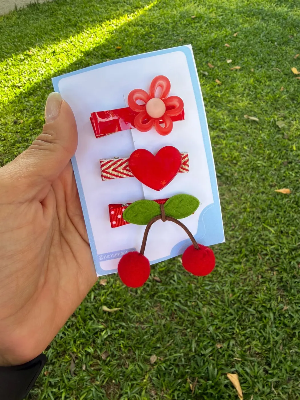 Kit Baby Clips Cerejinha e Flor Vermelha