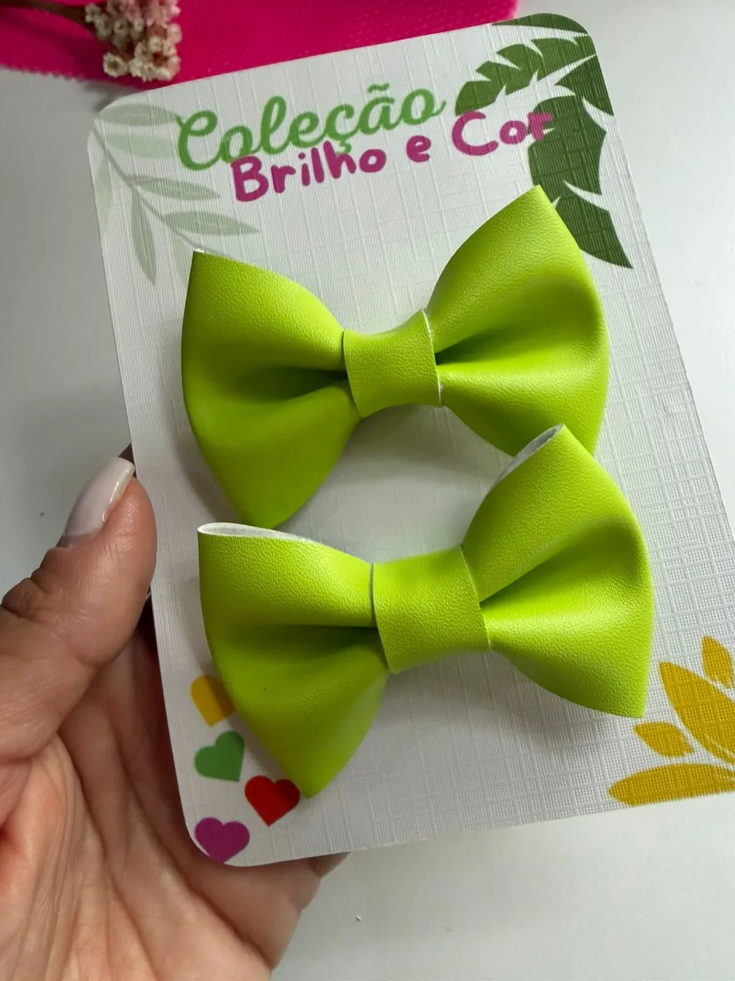 Parzinho Laço Verniz Verde Limão