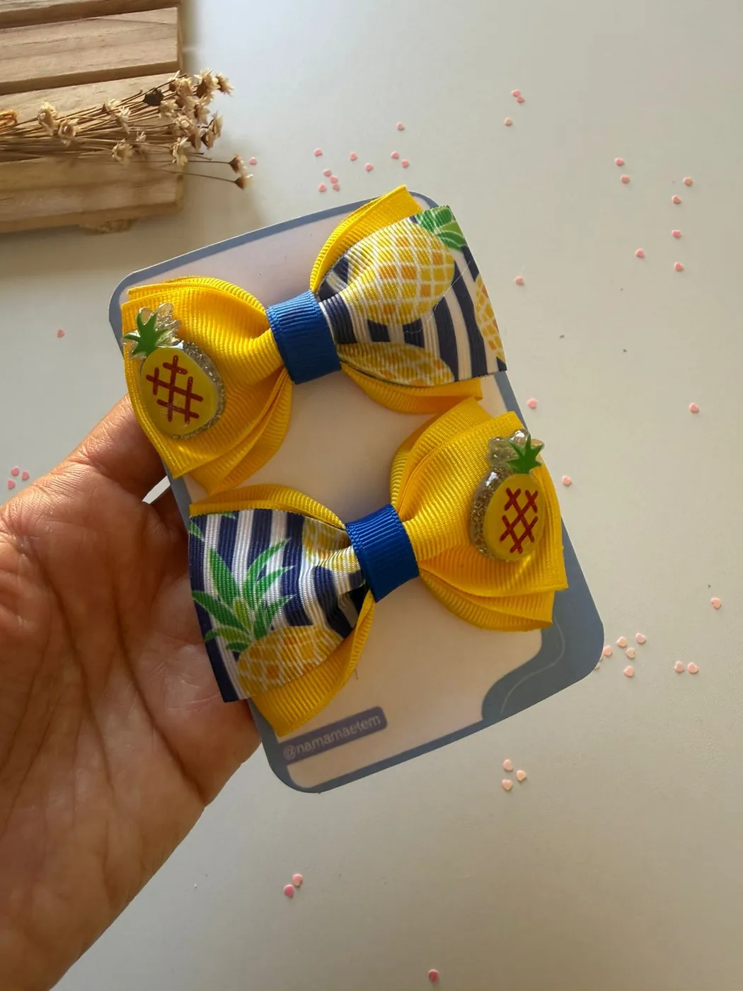 Parzinho Laço Abacaxi Amarelo