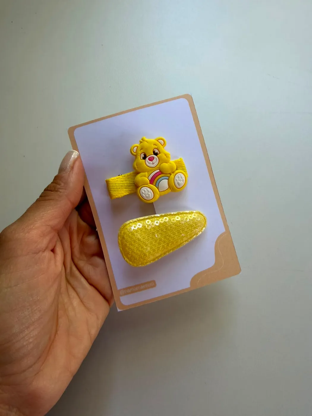 Kit Laço Ursinho Carinhoso Amarelo e Hairclip