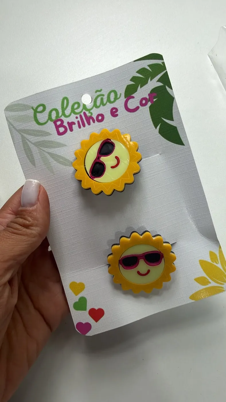 Parzinho Hairclip Solzinho com Óculos Amarelo