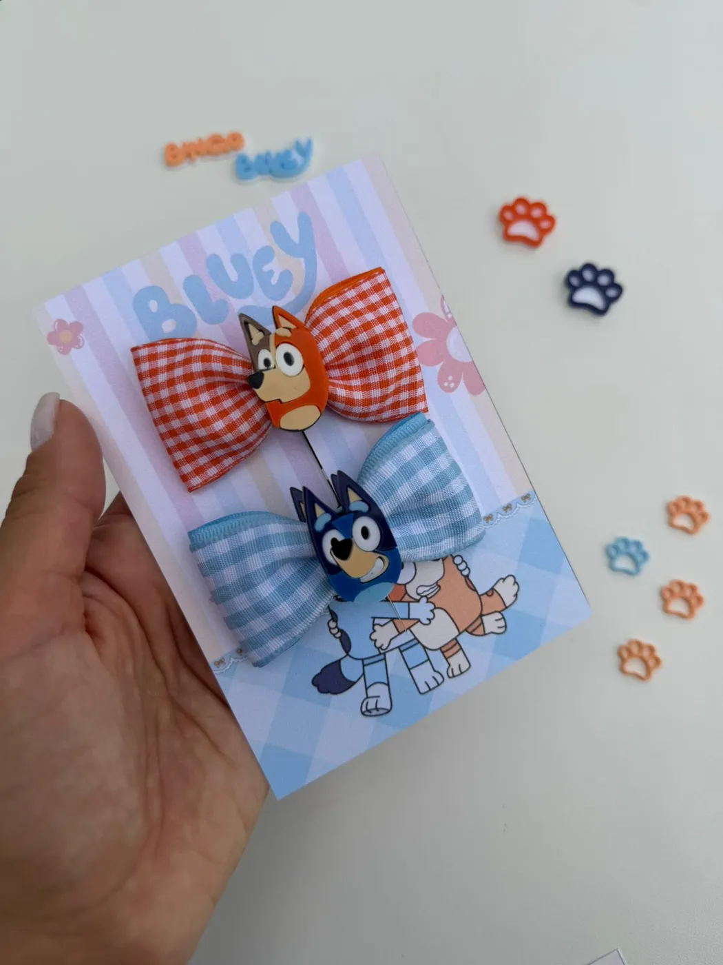 Parzinho Laço Xadrez Bluey e Bingo
