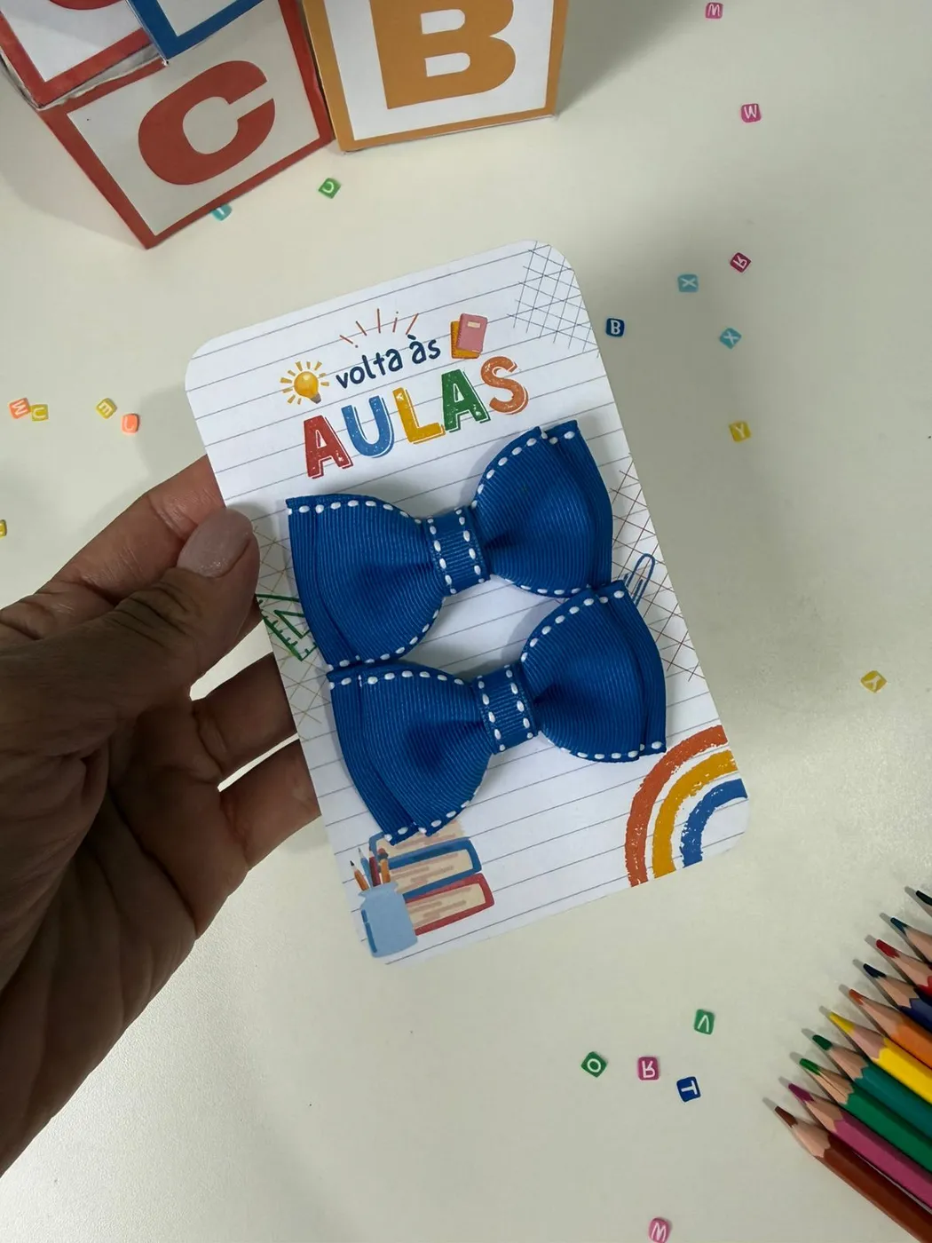 Parzinho Laço Azul Royal Volta às Aulas