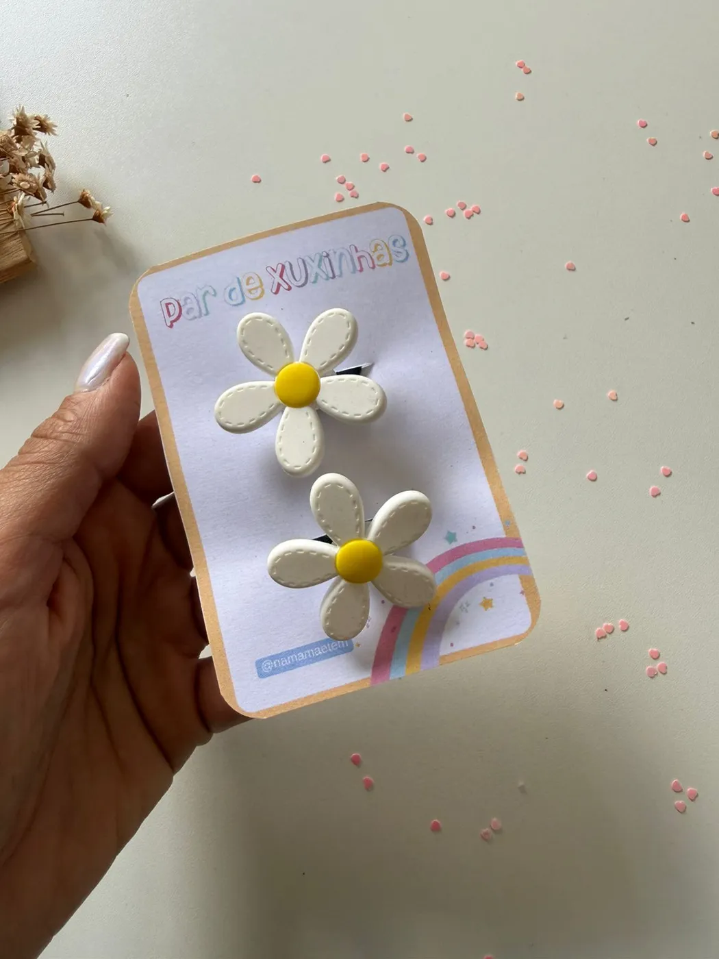 Parzinho de Xuxinha Flor Branca Pétala Fina