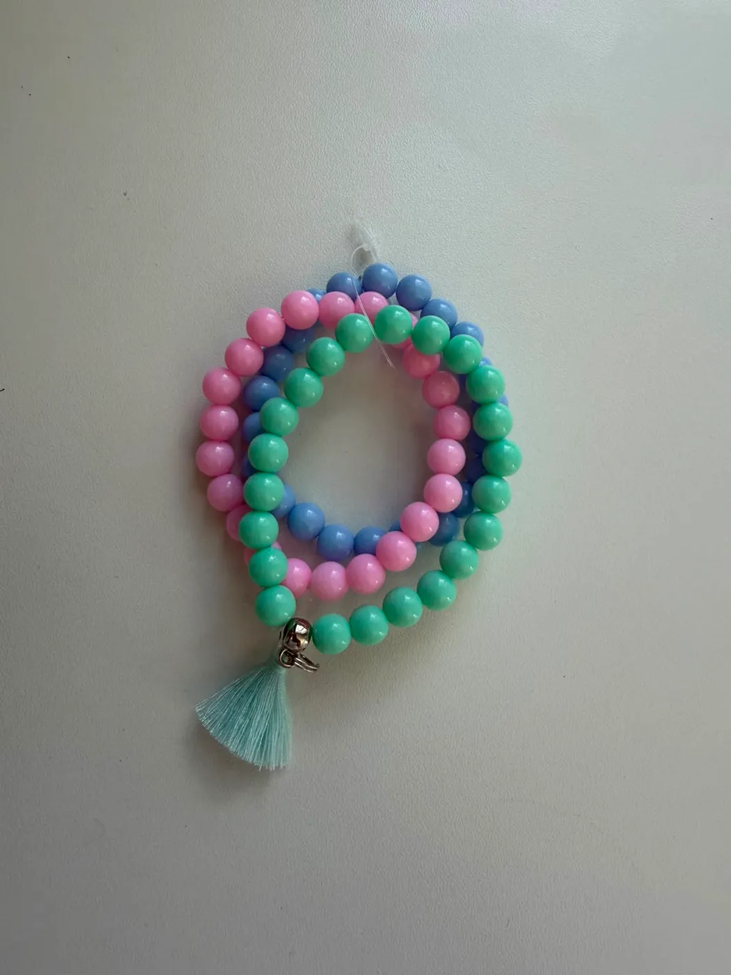 Kit Pulseiras Miçangas Verde Rosa e Azul com Tassel Verde