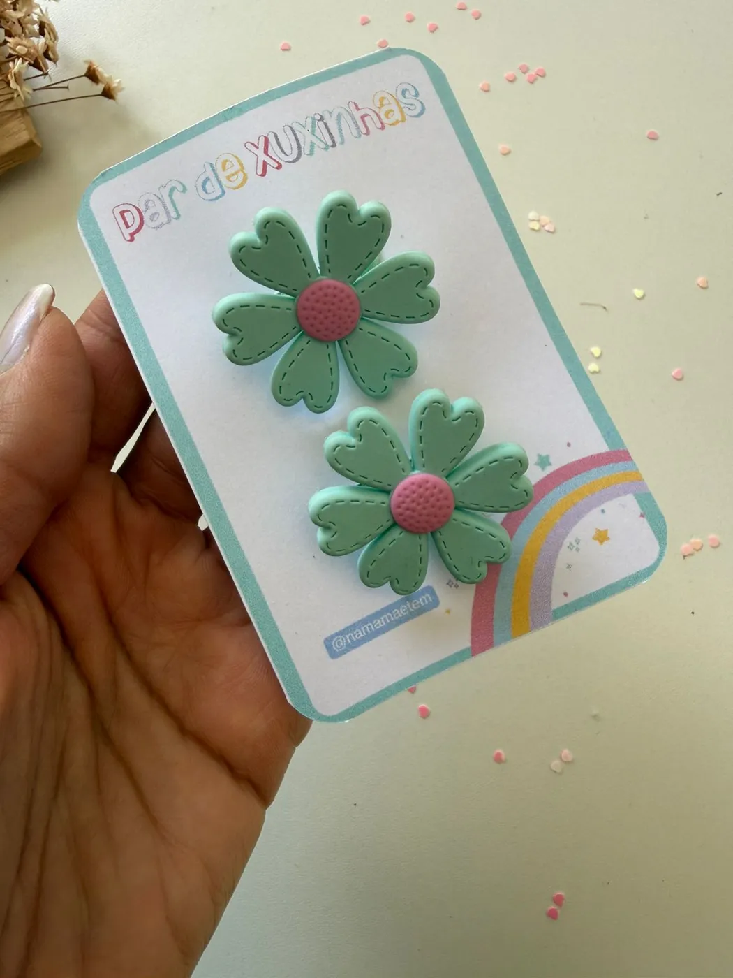 Parzinho de Xuxinha Flor Verde Menta