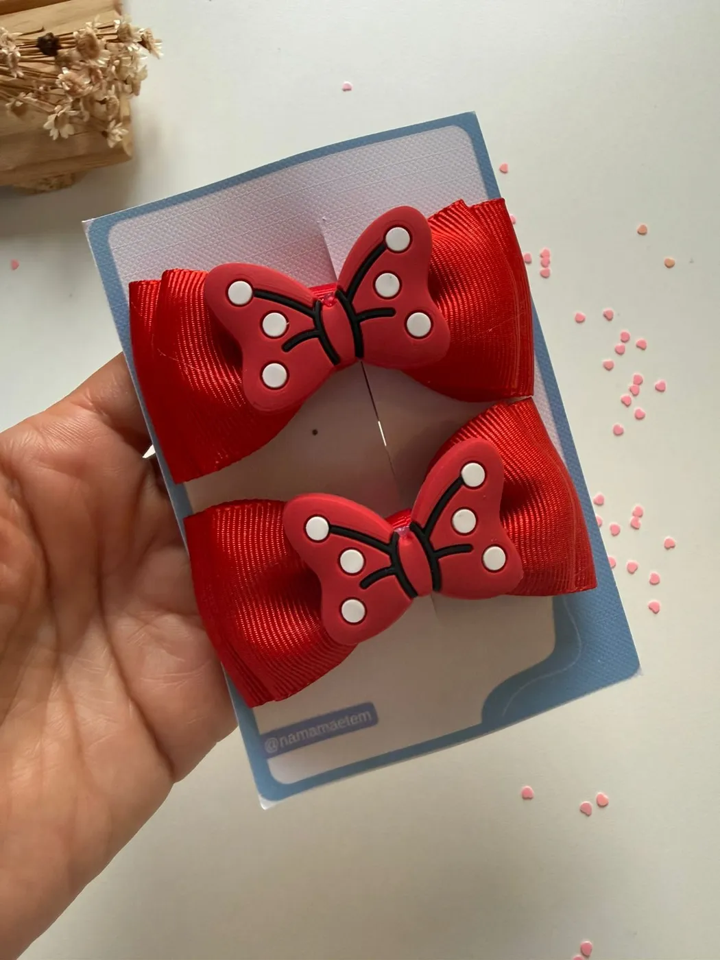 Parzinho Laço Minnie Vermelho