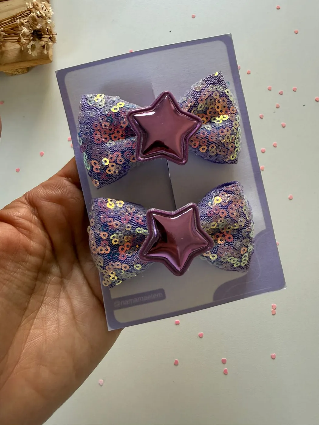 Parzinho Estrela Lantejoula Lilás