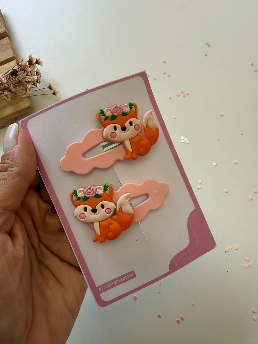 Parzinho Hairclip Raposinha Laranja