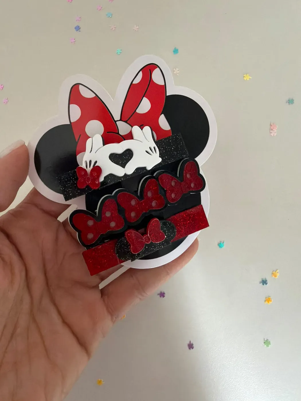 Kit Hairclip Minnie Vermelho e Preto